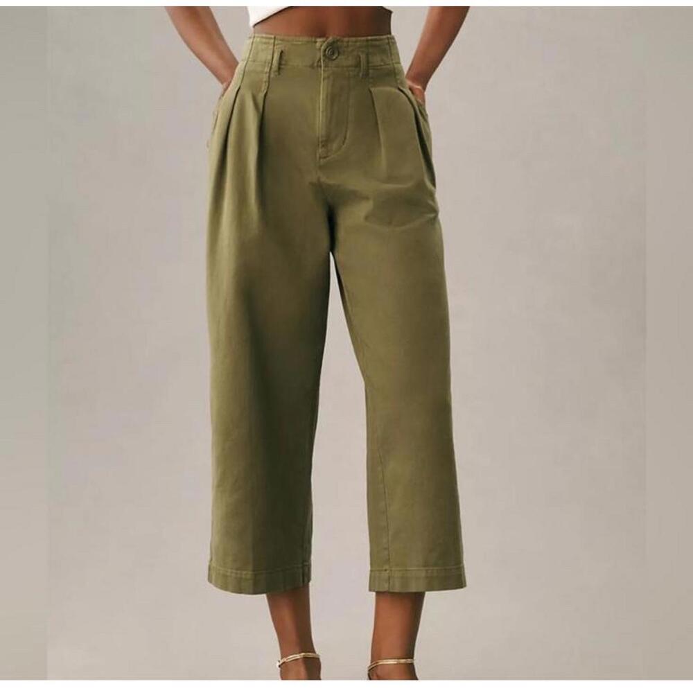 Women's Maeve Remi Cropped Chino Olive Green sz 8